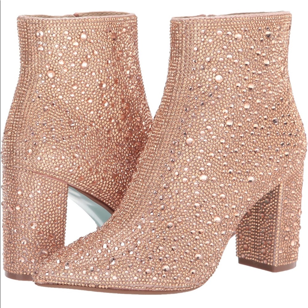 Betsey Johnson Cady Blush Rhinestone Booties